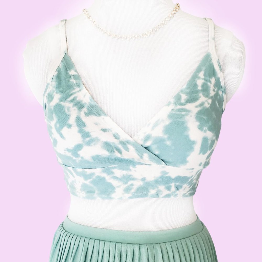 Colsie Cotton Bralette Tie-Dye White/Teal M